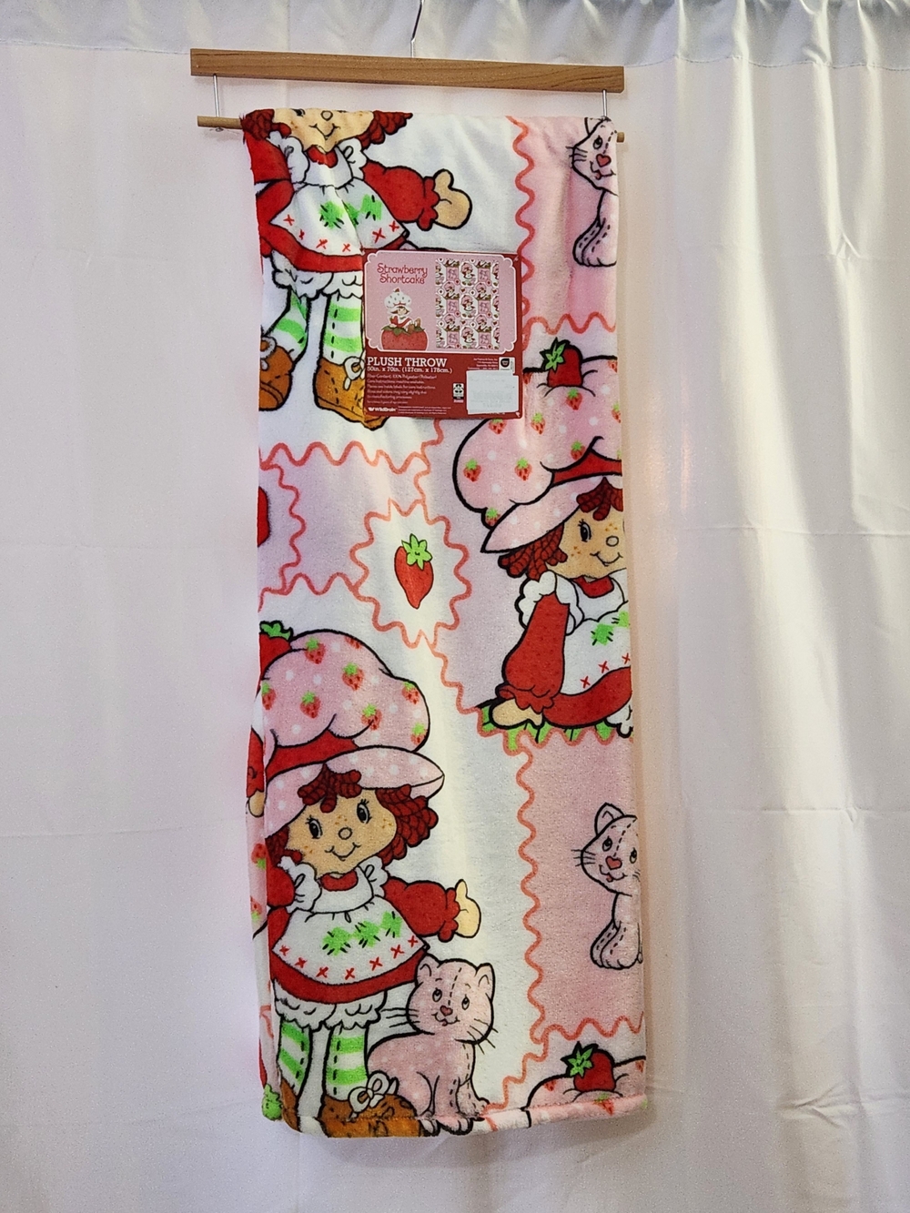 Strawberry Shortcake And Custard Plush Patchwork Look Throw Blanket